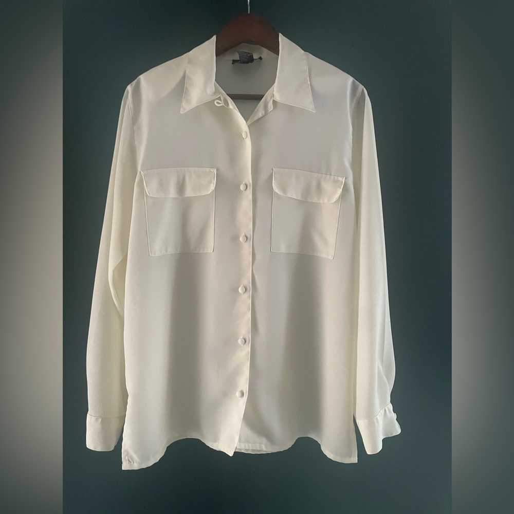 Milano Cream Button Down Shirt vintage work wear